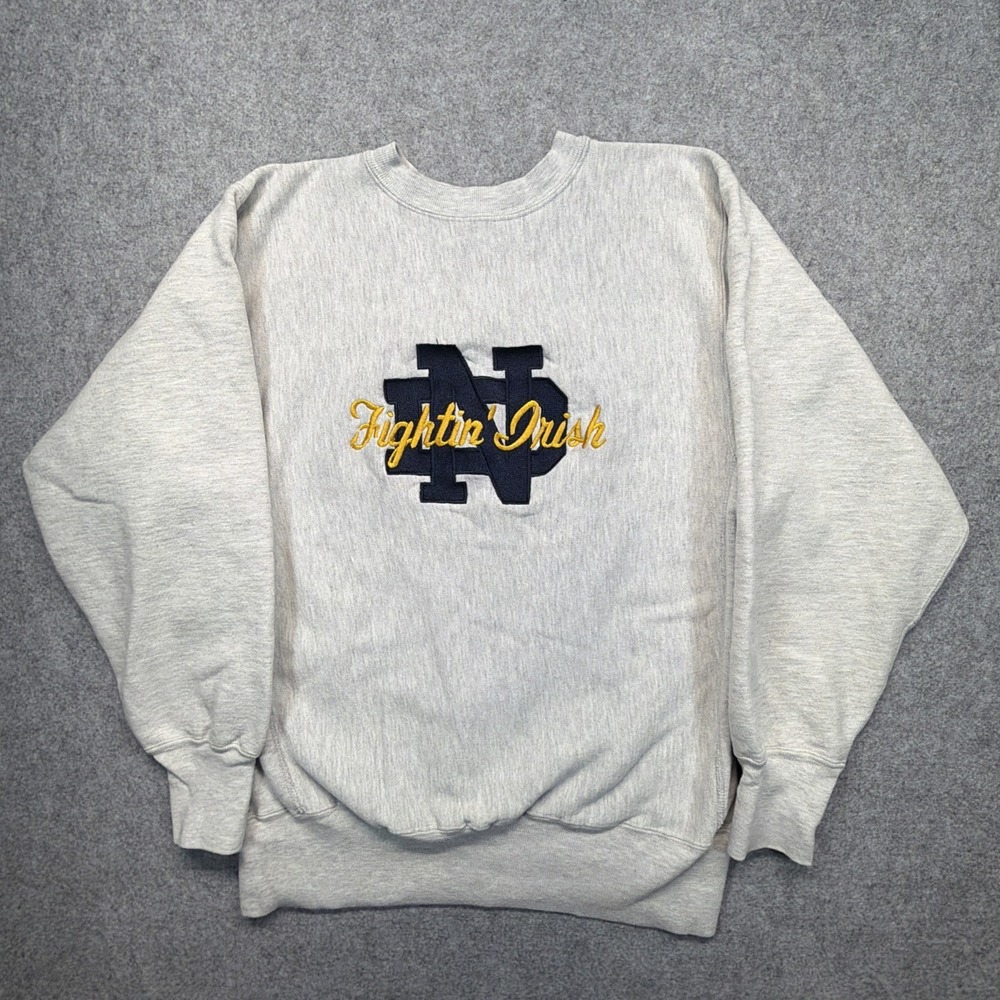Vintage Champion‎ Reverse Weave Sweatshirt XL Gray Notre Dame Irish Made in USA